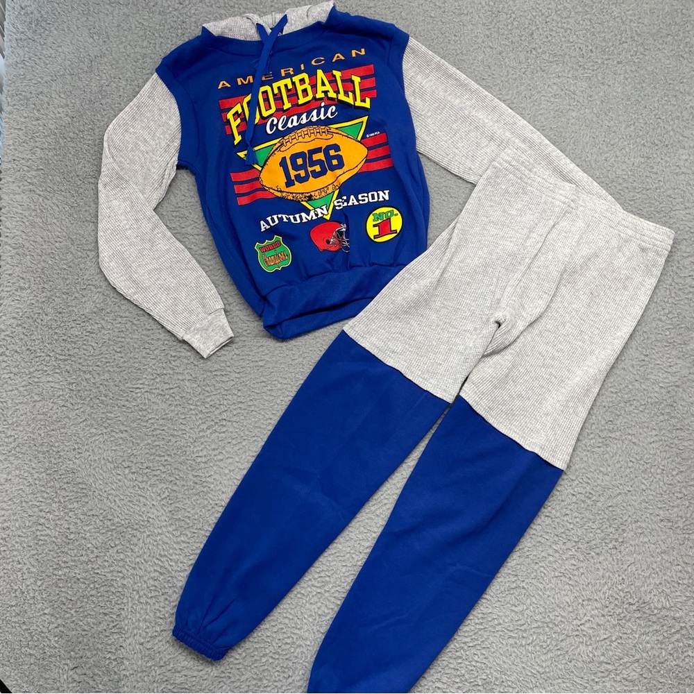 MAX Active Worldwide Boys Thermals Medium 10-12 Blue Gray Football Vintage